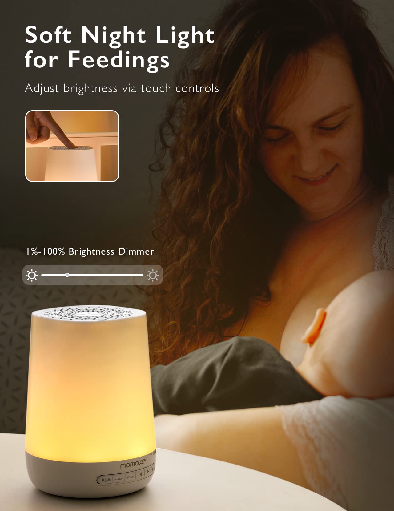Baby Sound Machine, Momcozy White Noise Machine For Baby Sleeping With Night Light, Toddler Sleep Trainer With 34 Soothing Sound